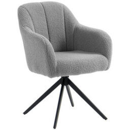 Grey 360 Degree Swivel Vanity Chair, Upholstered Accent Chair With Steel Legs - thumbnail 1