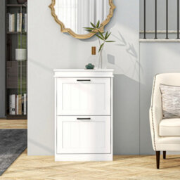 Homcom Shoe Storage Cabinet With Adjustable Shelves Drawers For Entryway - thumbnail 8