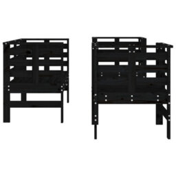 Walplus 3 Piece Garden Lounge Set Black Solid Wood Pine - thumbnail 5