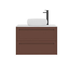 Royal Bathrooms Royal Bathroom Elmore 800mm Terracotta Clay Wall Mounted Countertop Bathroom Vanity Unit 2 Drawer With Milan Basin - thumbnail 7