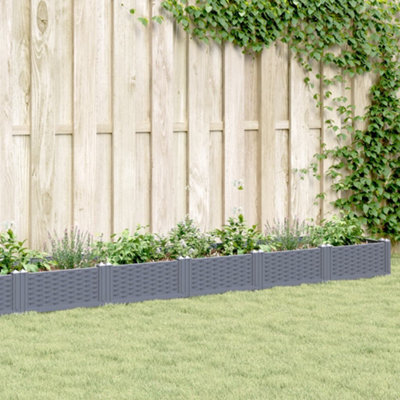 Berkfield Garden Planter With Pegs Blue Grey 362.5X42.5X28.5 Cm Pp - image 1