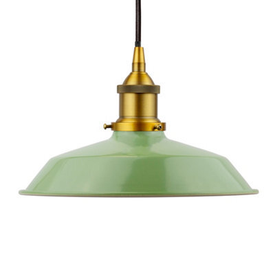 Mint Green Small Trinity Metal Painted Dome Pendant Light With Antique Gold Lamp Holder And Black Round Cable - Se Home - image 1
