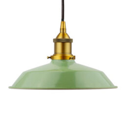 Mint Green Small Trinity Metal Painted Dome Pendant Light With Antique Gold Lamp Holder And Black Round Cable - Se Home - thumbnail 1