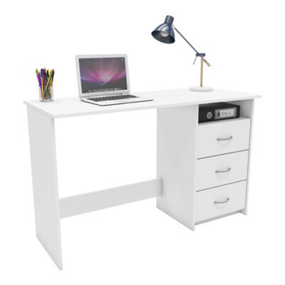 FurniComp LTD Furnicomp London 3 Drawer Matt White Corner Office Desk/study Table - image 1