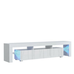 Tv Unit Nova 200Cm - White With Gloss Doors And Led Lights - thumbnail 9