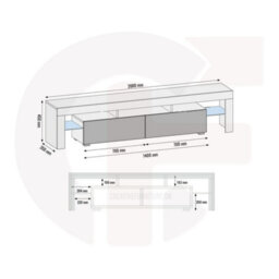 Tv Unit Nova 200Cm - White With Gloss Doors And Led Lights - thumbnail 8