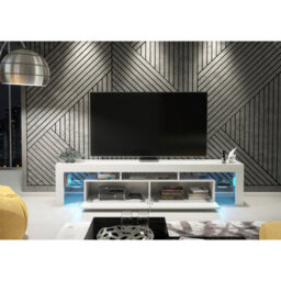 Tv Unit Nova 200Cm - White With Gloss Doors And Led Lights - thumbnail 6