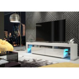 Tv Unit Nova 200Cm - White With Gloss Doors And Led Lights - thumbnail 2