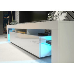 Tv Unit Nova 200Cm - White With Gloss Doors And Led Lights - thumbnail 3