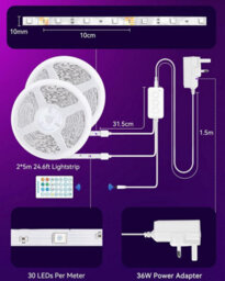 Aigostar 10M Smart Led Strip Lights, Wifi App Control Compatible With Alexa And Google Assistant(5Mx2) - thumbnail 7