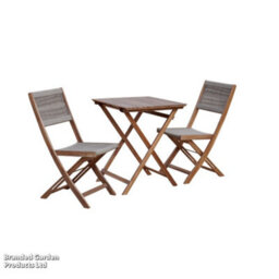Garden Gear Arwen Acacia Hardwood Bistro Set Wooden Folding Table & Chairs Rope Effect - thumbnail 5