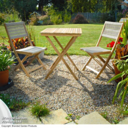 Garden Gear Arwen Acacia Hardwood Bistro Set Wooden Folding Table & Chairs Rope Effect - thumbnail 2