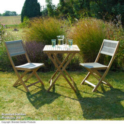 Garden Gear Arwen Acacia Hardwood Bistro Set Wooden Folding Table & Chairs Rope Effect - thumbnail 1