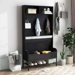 Costway 170Cm Hall Tree Freestanding Entryway Bench 4-In-1 Coat Rack W/ Shoe Storage - thumbnail 3