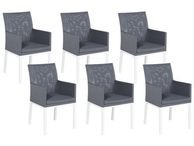 Beliani Set Of 4 Garden Chairs Bacoli Fabric Dark Grey - image 1