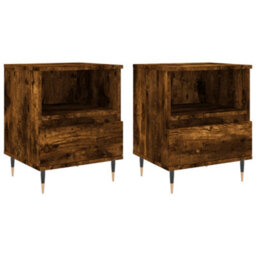 Berkfield Bedside Cabinets 2 Pcs Smoked Oak 40X35X50 Cm Engineered Wood - thumbnail 2
