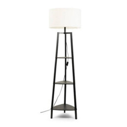 Valuelights Hiru Black 3 Tier Shelf Floor Lamp With Cream Boucle Shade And Bulb - thumbnail 7