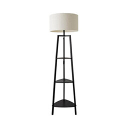 Valuelights Hiru Black 3 Tier Shelf Floor Lamp With Cream Boucle Shade And Bulb - thumbnail 8