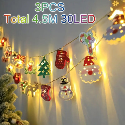 CLEFFNS 3Pcs Christmas String Lights, 15Ft 30Led New Year Lights Battery Operated Christmas Fairy Lights For Christmas Tree Decor - image 1