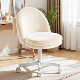 Comhoma Vanity Desk Chair Dressing Table Chairs Swivel Height Adjustable Chair, Velvet, White