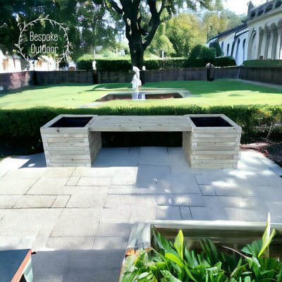 Bespoke Outdoor Somerset Wooden Timber Modern Bench & Planters - image 1
