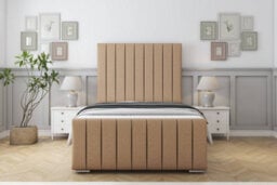 "Sloomy California Latte Dumfries Bed Frame With 50"" Upholstered Headboard 6' Super King" - thumbnail 1