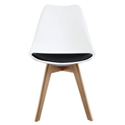 Fusion Living Soho White & Black Plastic Dining Chair With Squared Light Wood Legs - thumbnail 2