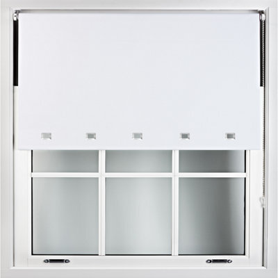 Furnished Blackout Roller Blinds With Square Eyelets And Metal Fittings- White Trimmable (W)140Cm (L)165Cm - image 1