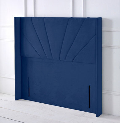"Adore Designs Alexander Winged Plush Velvet 6Ft Super King 50"" Floor Standing Headboard - Blue"