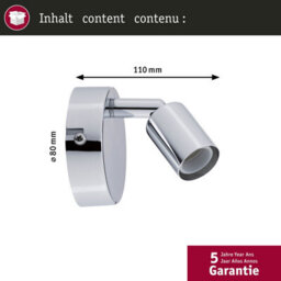 Paulmann 66749 Wall Spotlight Carolina Ip44 Gu10 230V Max. 10W Dimmable Chrome Single Flame Spotlight - thumbnail 4