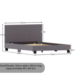 Lassic Vida Designs Lisbon Grey 4Ft Small Double Ukfr Faux Leather Bed Frame - thumbnail 2