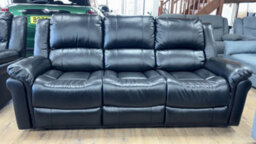 Stratus Interiors Roma Black Air Leather Manual Recliner Sofa - Three Two One Seater Set - thumbnail 1