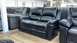 Stratus Interiors Roma Black Air Leather Manual Recliner Sofa - Three Two One Seater Set - thumbnail 3