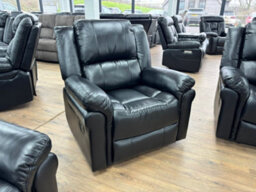 Stratus Interiors Roma Black Air Leather Manual Recliner Sofa - Three Two One Seater Set - thumbnail 6