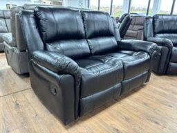Stratus Interiors Roma Black Air Leather Manual Recliner Sofa - Three Two One Seater Set - thumbnail 5