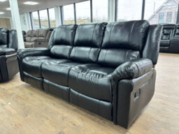 Stratus Interiors Roma Black Air Leather Manual Recliner Sofa - Three Two One Seater Set - thumbnail 7