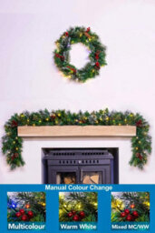 Christmas Tree World 180Cm Pre-Lit Decorated Mixed Pine Garland Warm White/multicolour Leds