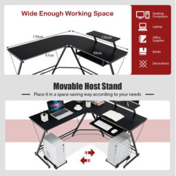 Costway L-Shaped Computer Desk W/ Movable Host Stand Home Office Corner Workstation - thumbnail 8
