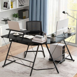 Costway L-Shaped Computer Desk W/ Movable Host Stand Home Office Corner Workstation - thumbnail 4
