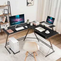 Costway L-Shaped Computer Desk W/ Movable Host Stand Home Office Corner Workstation - thumbnail 3