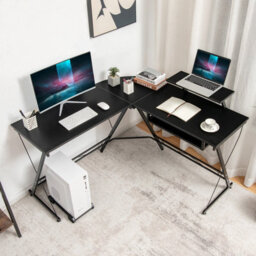 Costway L-Shaped Computer Desk W/ Movable Host Stand Home Office Corner Workstation - thumbnail 1