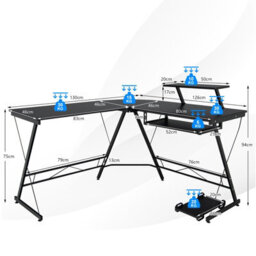 Costway L-Shaped Computer Desk W/ Movable Host Stand Home Office Corner Workstation - thumbnail 2