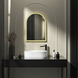 Royal Bathrooms Venice 500 X 700mm Matt Black Frontlit Arched Framed Led Illuminated Bathroom Mirror With Touch Sensor - thumbnail 4