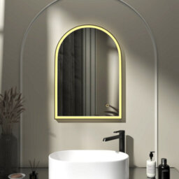 Royal Bathrooms Venice 500 X 700mm Matt Black Frontlit Arched Framed Led Illuminated Bathroom Mirror With Touch Sensor - thumbnail 1