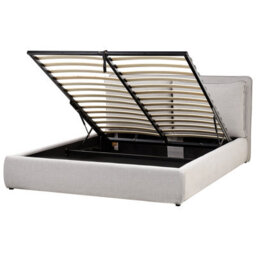Beliani Ottoman Bed Fabric Bajonna 160 X 200 Cm (Eu King Size) Light Grey - thumbnail 1