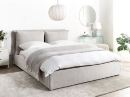Beliani Ottoman Bed Fabric Bajonna 160 X 200 Cm (Eu King Size) Light Grey - thumbnail 2