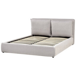 Beliani Ottoman Bed Fabric Bajonna 160 X 200 Cm (Eu King Size) Light Grey - thumbnail 8