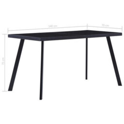 Berkfield Dining Table Black 140X70X75 Cm Tempered Glass - thumbnail 5