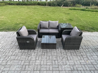 Fimous Wicker Pe Rattan Garden Furniture Set Outdoor Lounge Sofa Set With Love Sofa Coffee Table Side Table - image 1