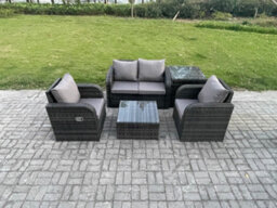 Fimous Wicker Pe Rattan Garden Furniture Set Outdoor Lounge Sofa Set With Love Sofa Coffee Table Side Table - thumbnail 1